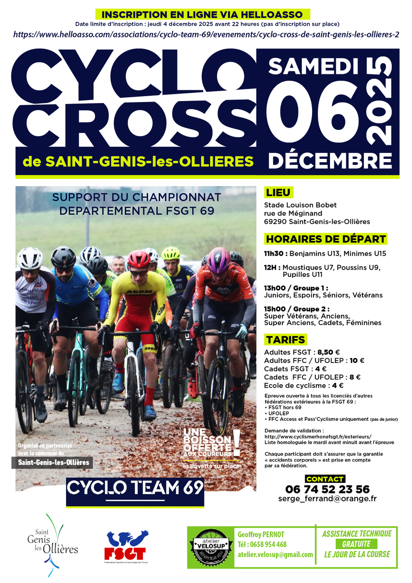Cyclo Cross de St Genis-Les Ollières le 6 décembre